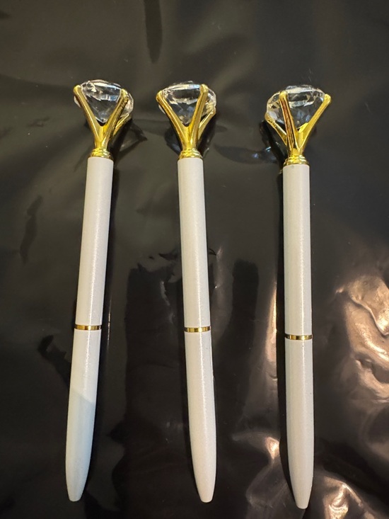 Other - White and Gold Crystal Diamond Top Ballpoint Pens Set of 3 Party Favor Set